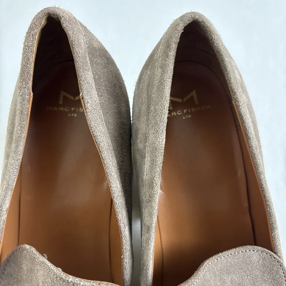 Marc Fisher Lina Platform Loafer Size 11 Suede Tan Slip On Shoes Academia Preppy